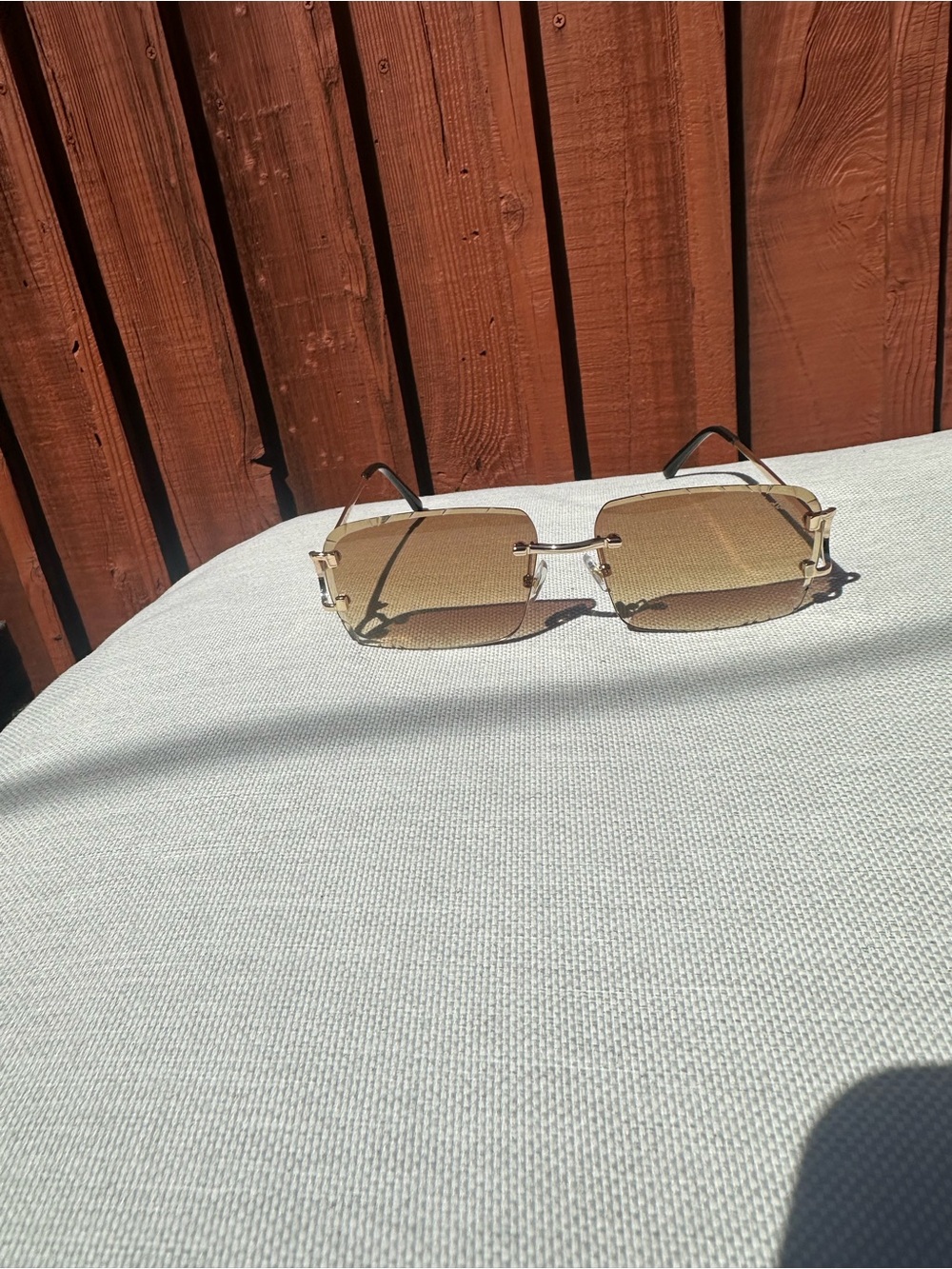 Cartier Rimless Sunglasses Gold Frame with Brown Lenses
